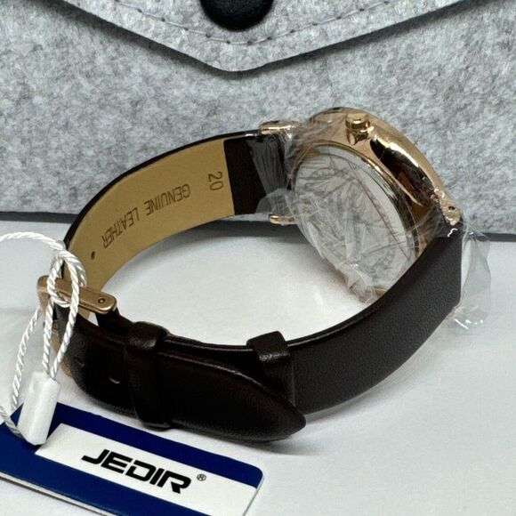 Jedir M.6014 Men Black Leather Strap Analog White Dial Quartz Wrist Watch JNA61 - Picture 11 of 12